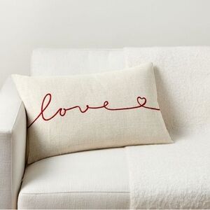 Pottery Barn “Love” Embroidered Pillow Cover 16” x 26”